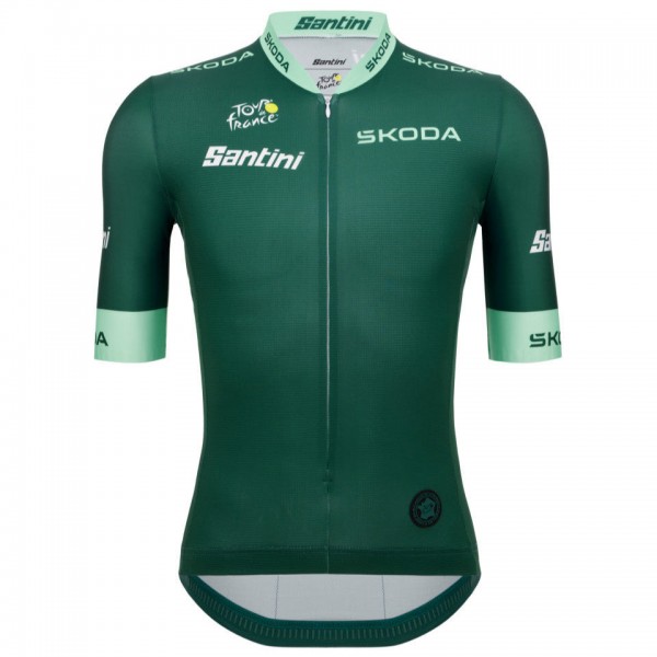 Bekleidung Herren Trikot Santini Grün Tour de France 2025 Offiziell
