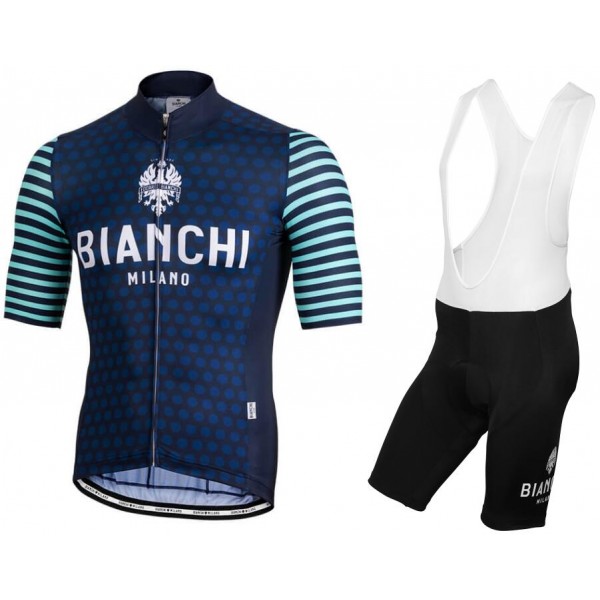BIANCHI MILANO Davoli blue Fahrradbekleidung Radtrikot Satz Kurzarm+Kurz Trägerhose F0N8A