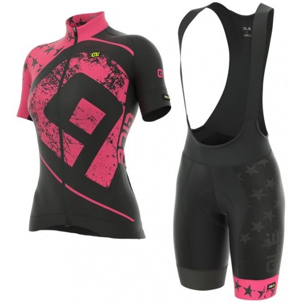 ALE PRR STARS Damen PINK Radbekleidung Radtrikot Kurzarm+Kurz Trägerhose S9T3N
