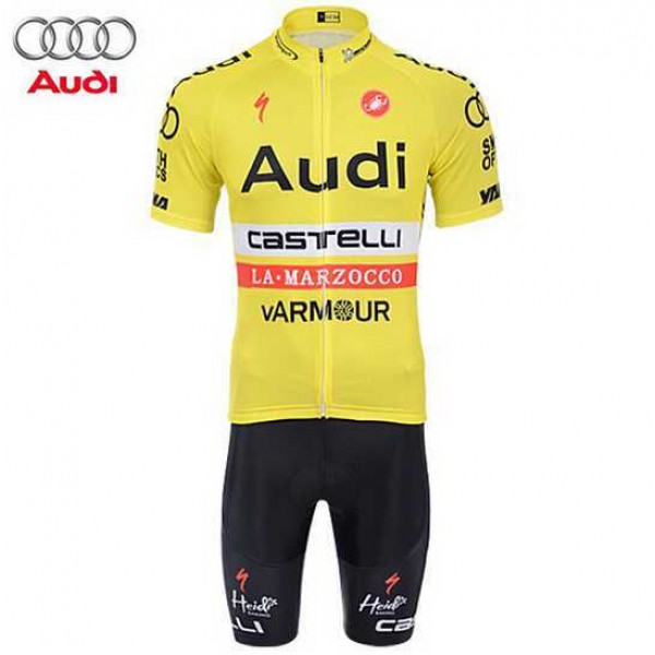 2015 AUDI Fahrradbekleidung Satz Fahrradtrikot Kurzarm Trikot und Kurz Radhose gelb 3V7PQ