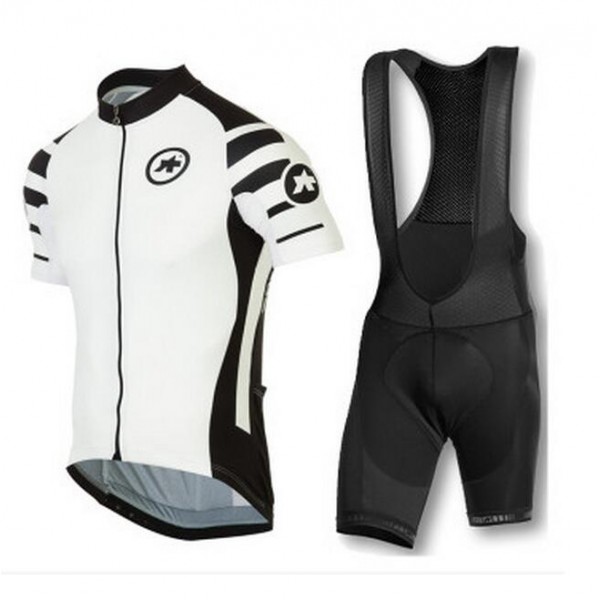 2016 ASSOS Fahrradbekleidung Radteamtrikot Kurzarm+Kurz Radhose Kaufen weiß Schwarz 2X3JC