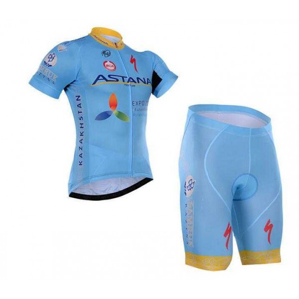 2016 ASTANA Fahrradbekleidung Radteamtrikot Kurzarm+Kurz Radhose blau KYQQ4