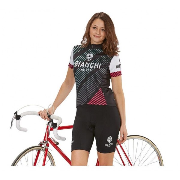 Bianchi Milano Atella Damen Set Fahrradbekleidung Radtrikoten+Kurz Radhose PK7WP