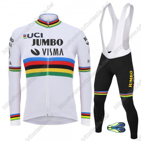 Team Jumbo Visma UCI World Champion 2021 Fahrradbekleidung Radtrikot Langarm+Lang Trägerhose WHHYM Team Jumbo Visma UCI World Champion 2021 Fahrradbekleidung Radtrikot Langarm+Lang Trägerhose WHHYM