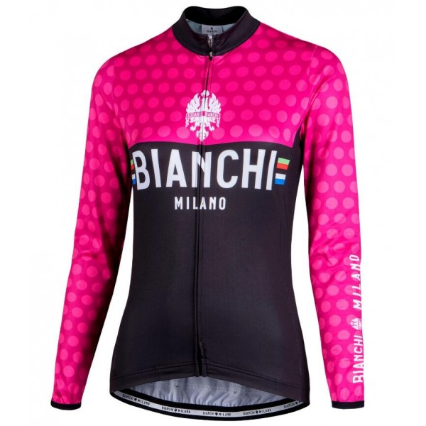 BIANCHI MILANO TERMENO Damen Schwarz/pink Fahrradbekleidung Radtrikot Langarm AUZMN BIANCHI MILANO TERMENO Damen Schwarz/pink Fahrradbekleidung Radtrikot Langarm AUZMN