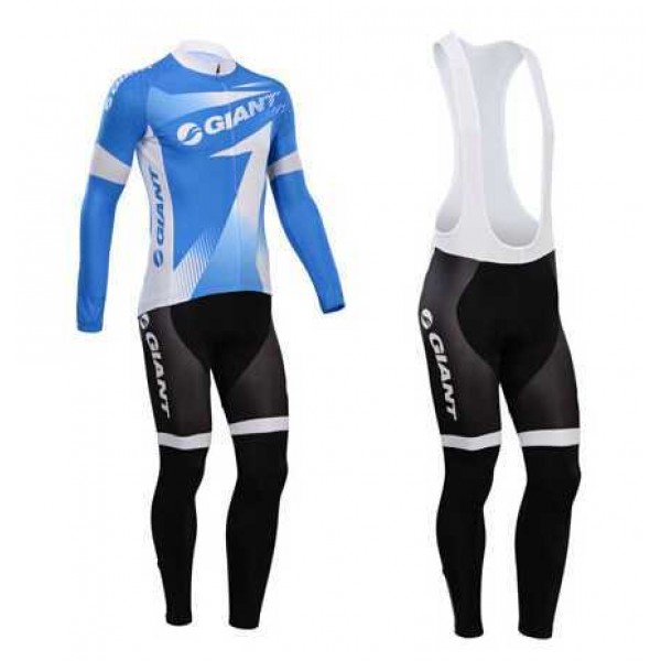 Kopen Giant 2014 Fahrradbekleidung Set Langarmtrikot+Lange Trägerhose blau NLYN3